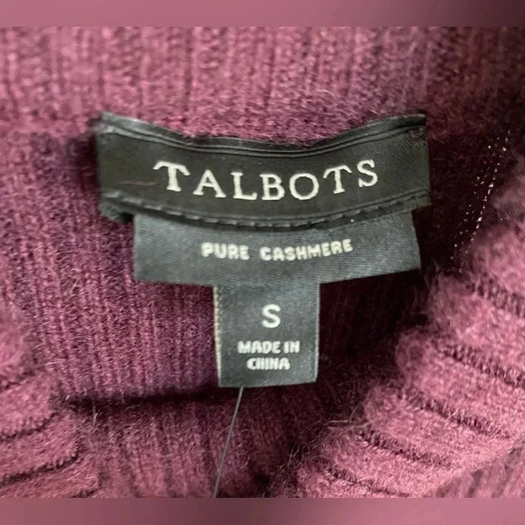 Talbots 100% Cashmere Ribbed Turtleneck Shell Sweater Burgundy Women’s Small NWT - Picture 13 of 15